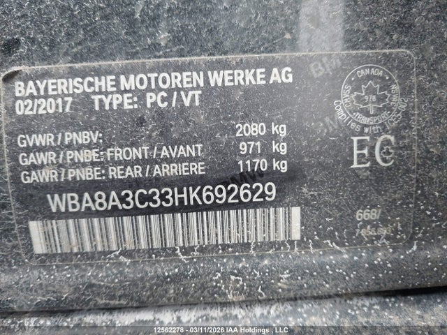 WBA8A3C33HK692629 BMW 320i Xdrive