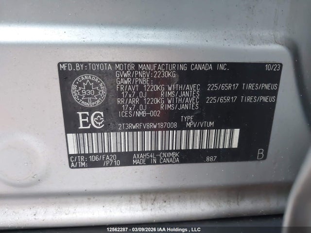 2024 Toyota Rav4 Xle/woodland Edition მანქანა იყიდება აუქციონზე, vin: 2T3RWRFV8RW187008, აუქციონის ნომერი: 12562287