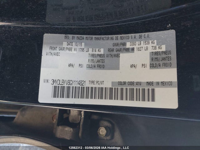 3MYDLBYV8GY114821 Toyota Yaris
