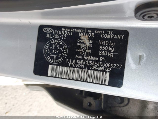 12562323 :رقم المزاد ، KMHCU5AE4DU069227 vin ، 2013 Hyundai Accent مزاد بيع