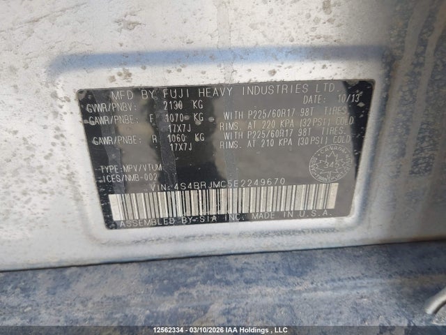 4S4BRJMC5E2249670 Subaru Legacy Outback