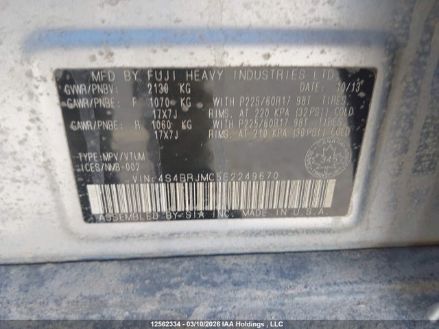 4S4BRJMC5E2249670 Subaru Legacy Outback