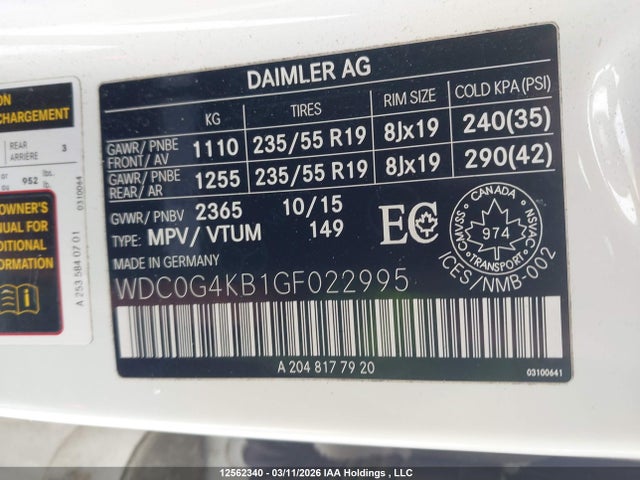 WDC0G4KB1GF022995 Mercedes-Benz Glc 300 4matic