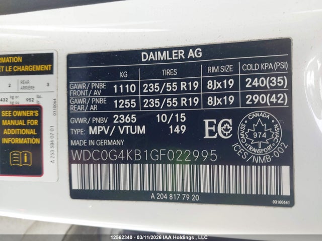 WDC0G4KB1GF022995 Mercedes-Benz Glc 300 4matic