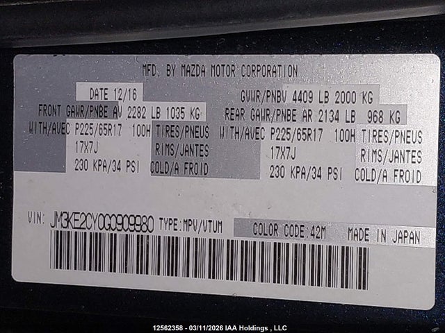 JM3KE2CY0G0909980 Mazda Cx-5 Gs