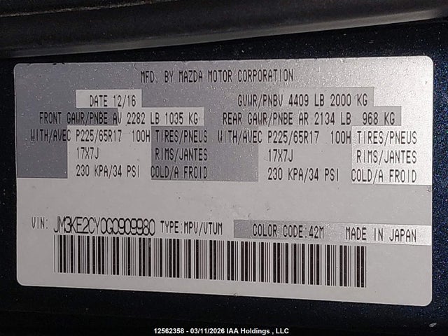 JM3KE2CY0G0909980 Mazda Cx-5 Gs