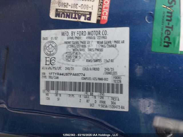 Aukcja sprzedaży 2007 Ford Ranger, vin: 1FTYR44U87PA65774, numer aukcji: 12562363