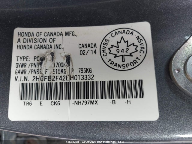 2HGFB2F42EH013332 Honda Civic Lx