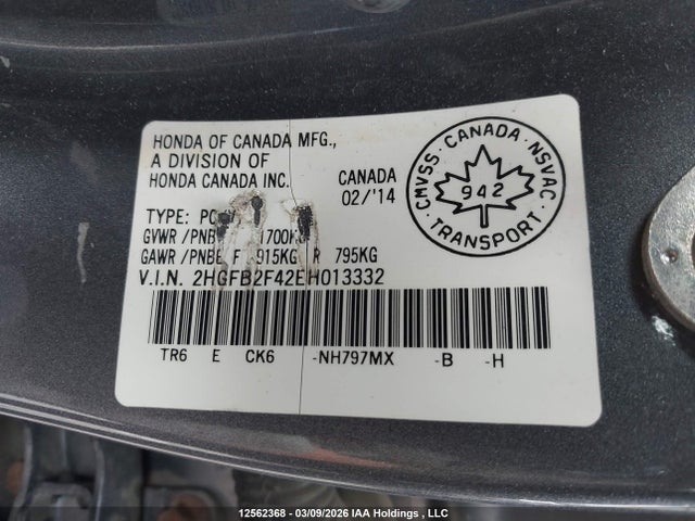 2HGFB2F42EH013332 Honda Civic Lx