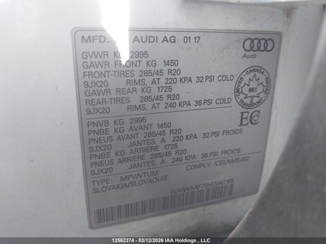 WA1WAAF79HD042165 Audi Q7 3.0t Technik