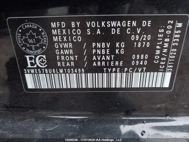 Volkswagen Jetta Highline 2020 3VWE57BU6LM103499 Image 9