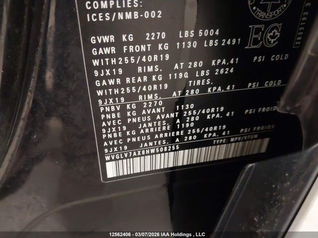 WVGLV7AX8HW508255 Volkswagen Tiguan Highline