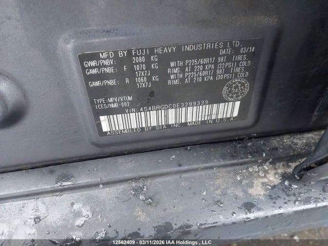 4S4BRGDC0E3299339 Subaru Legacy Outback