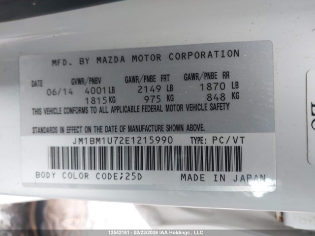 JM1BM1U72E1215990 Mazda Mazda3 Gx-sky