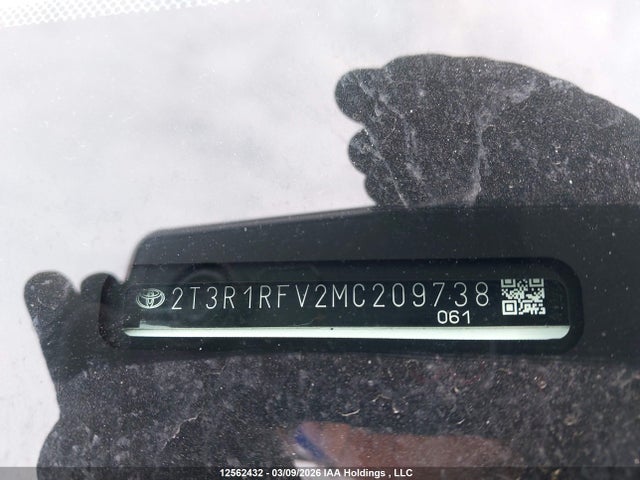 Aukcja sprzedaży 2021 Toyota Rav4, vin: 2T3R1RFV2MC209738, numer aukcji: 12562432