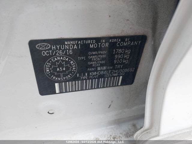 KMHD84LF2HU308692 Hyundai ELANTRA GL