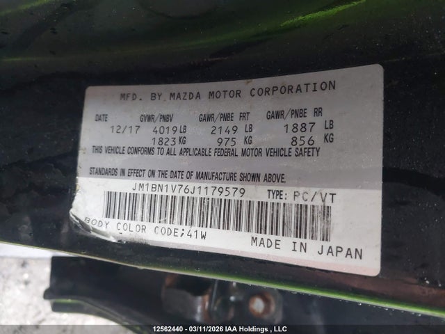 Aukcja sprzedaży 2018 Mazda Mazda3 50th Anniversary Edition/gs/se, vin: JM1BN1V76J1179579, numer aukcji: 12562440