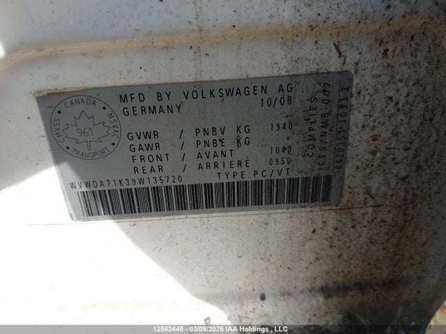 Продажа на аукционе авто 2009 Volkswagen Rabbit, vin: WVWDA71K39W135720, номер лота: 12562445