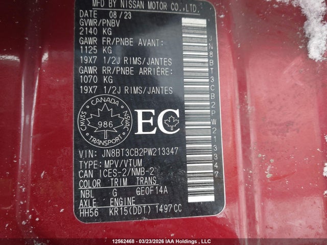 Продажа на аукционе авто 2023 Nissan Rogue, vin: JN8BT3CB2PW213347, номер лота: 12562468