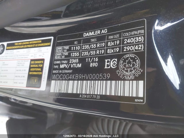 WDC0G4KB9HV000539 Mercedes-Benz Glc 300 4matic