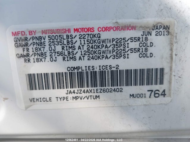 JA4JZ4AX1EZ602402 Mitsubishi OUTLANDER GT