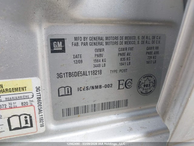 Продаж на аукціоні авто 2010 Chevrolet Aveo Ls, vin: 3G1TB6DE5AL118218, номер лоту: 12562490
