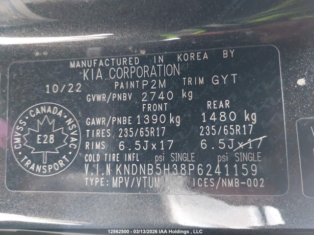 Продажа на аукционе авто 2023 Kia A3, vin: KNDNB5H38P6241159, номер лота: 12562500