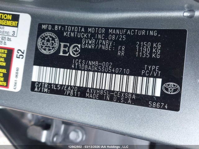 4T1DBADK5SU540710 Toyota Camry