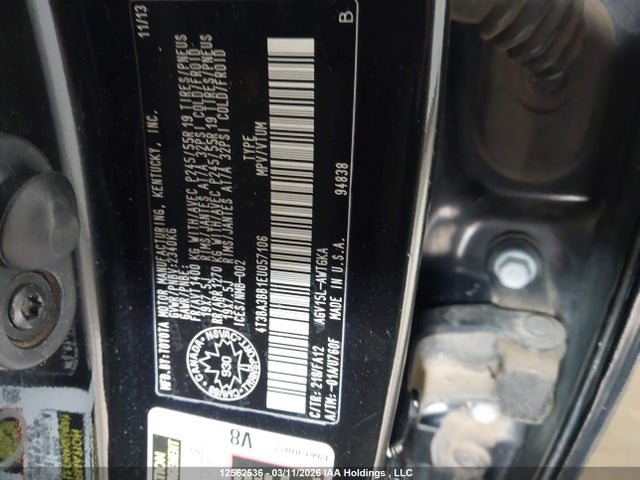 Aukcja sprzedaży 2014 Toyota Venza, vin: 4T3BA3BB1EU057106, numer aukcji: 12562536
