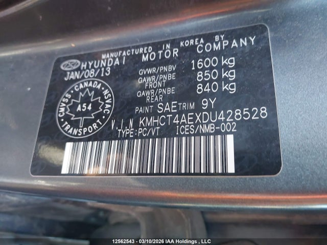 Продаж на аукціоні авто 2013 Hyundai Accent Gls/gs, vin: KMHCT4AEXDU428528, номер лоту: 12562543