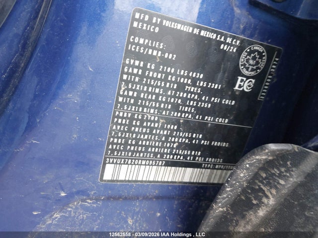 Продажа на аукционе авто 2024 Volkswagen Taos Se, vin: 3VVUX7B20RM095787, номер лота: 12562558