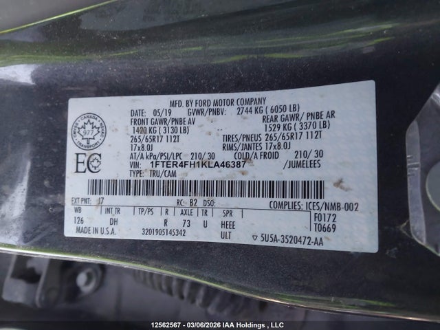1FTER4FH1KLA46387 Ford Ranger Xl/xlt/lariat