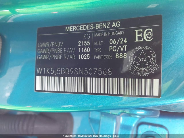 12562569 :رقم المزاد ، W1K5J5BB9SN507568 vin ، 2025 Mercedes-benz Cla Amg 35 4matic مزاد بيع