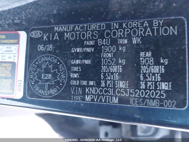 12562582 :رقم المزاد ، KNDCC3LC5J5202025 vin ، 2018 Kia Niro Ex/graphite مزاد بيع