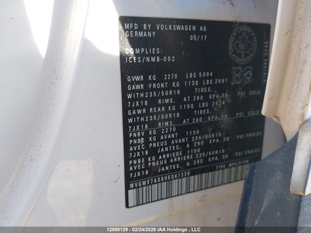 WVGMV7AX8HK041334 Volkswagen Tiguan Comfortline