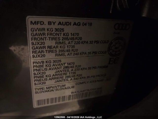 WA1LAAF78JD041596 Audi Q7 Premium Plus