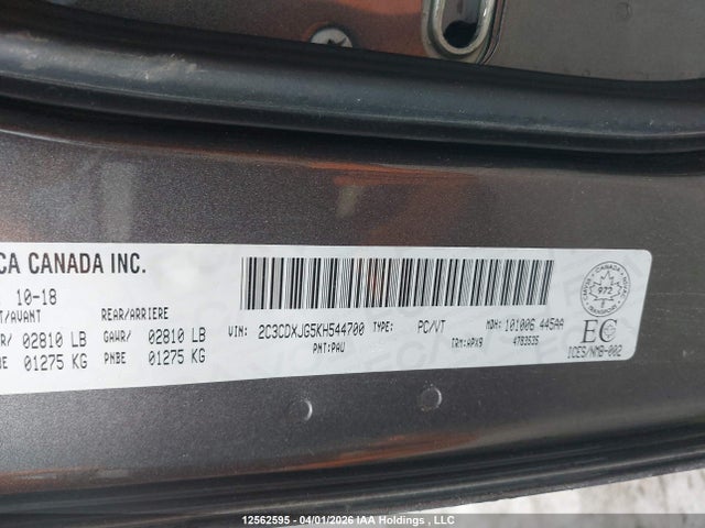 Продаж на аукціоні авто 2019 Dodge Charger, vin: 2C3CDXJG5KH544700, номер лоту: 12562595