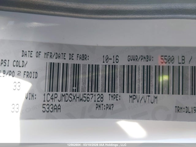 1C4PJMDSXHW567128 Jeep Cherokee Limited