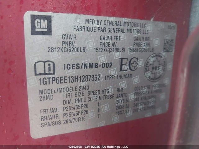 Aukcja sprzedaży 2017 Gmc Canyon Denali, vin: 1GTP6EE13H1287352, numer aukcji: 12562608