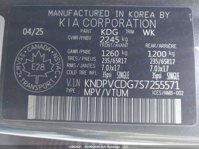 KNDPVCDG7S7255571 KIA Sportage Ex