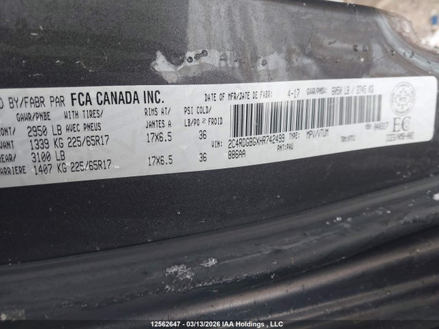 2C4RDGBGXHR742499 Dodge Grand Caravan Cvp/sxt