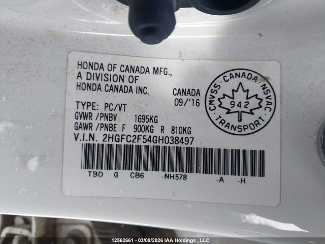 Aukcja sprzedaży 2016 Honda Civic Lx, vin: 2HGFC2F54GH038497, numer aukcji: 12562661