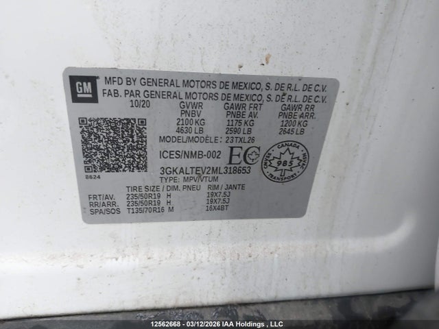 Aukcja sprzedaży 2021 Gmc Terrain Sle, vin: 3GKALTEV2ML318653, numer aukcji: 12562668