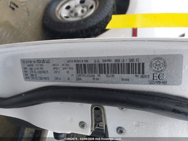 12562675 :رقم المزاد ، 1C6RR7SM3JS354890 vin ، 2018 Ram 1500 St مزاد بيع
