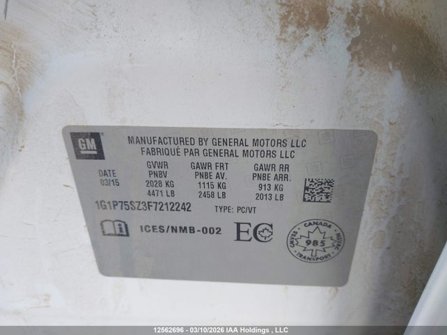 1G1P75SZ3F7212242 Chevrolet Cruze