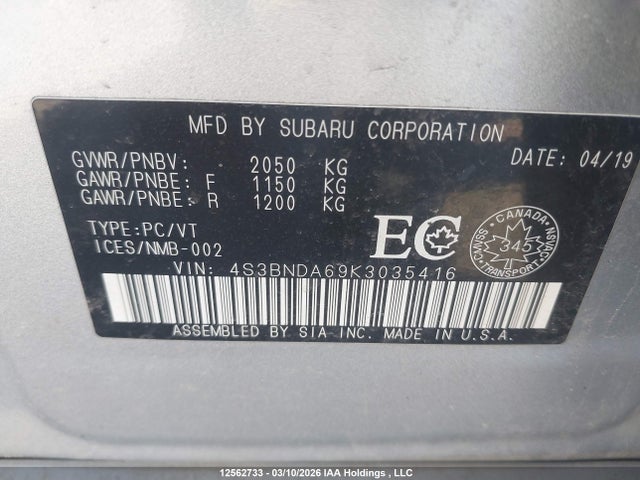 4S3BNDA69K3035416 Subaru Legacy 2.5i