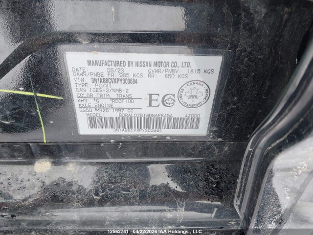 Aukcja sprzedaży 2023 Nissan Sentra Sv, vin: 3N1AB8CVXPY300684, numer aukcji: 12562741