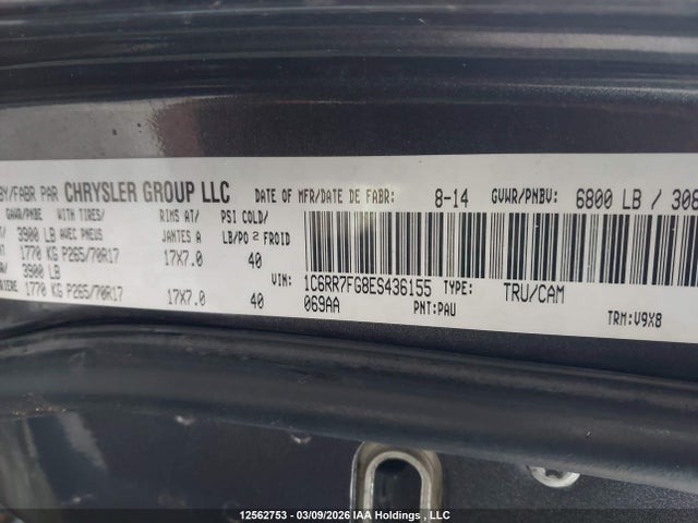 Продажа на аукционе авто 2014 Ram 1500 St, vin: 1C6RR7FG8ES436155, номер лота: 12562753