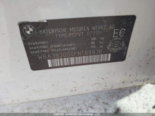 Aukcja sprzedaży 2015 Bmw 328i Xdrive, vin: WBA3B3G55FNT68936, numer aukcji: 12562760