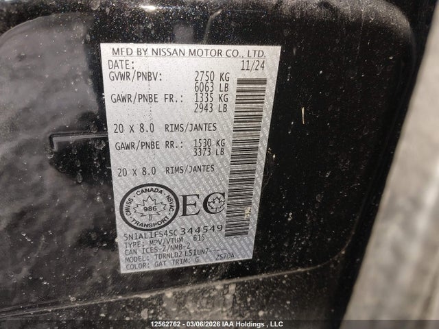 Продажа на аукционе авто 2025 Infiniti Qx60 Luxe, vin: 5N1AL1FS4SC344549, номер лота: 12562762